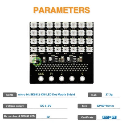 SK6812 LED RGB Dot Matrix Display Shield for BBC Microbit Microbit Microbit NEW - Bild 1 von 4