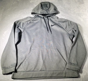 Nike Hoodie Mens XL Grey Black Swoosh Logo Dri Fit Training Mesh Lined Hood - Picture 1 of 13