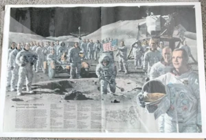 VINTAGE 1973 NASA APOLLO MISSION MOON LANDING ASTRONAUT 2 SIDED POSTER EARTH - Picture 1 of 5