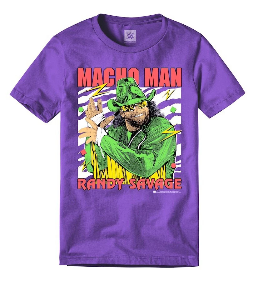 WWE Officially Licensed Purple "Macho Man" Randy Savage Neon XL T-Shirt, WWF - Image 1 of 1