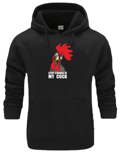 RHUDE Felpa con cappuccio Stop Staring At My Cock divertente scherzo rude offensivo amante del pollo regalo top