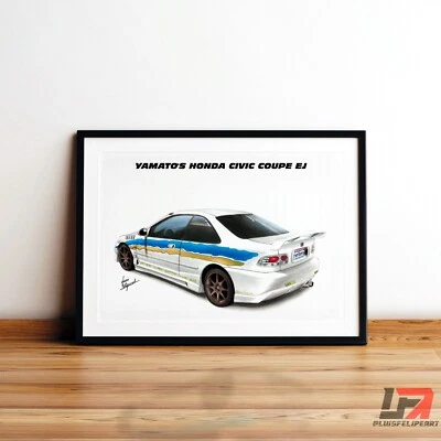 Fast and Furious car art poster: DANNY'S HONDA CIVIC EJ1 Coupe - Image 1 of 4