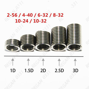 100 PK 6-32 UNC Dry-Film Lubed Recoil 13562D Tanged Screw-Locking Coil Threaded Insert 1D/0.138 Inch Length 