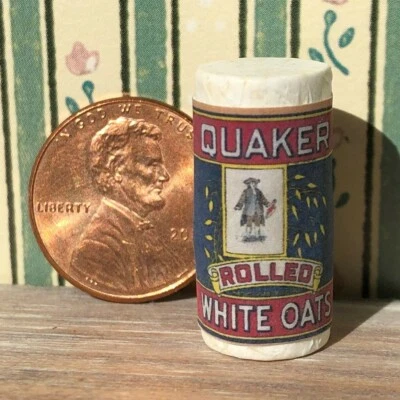 Dollhouse miniature Food 1:12 Vintage label Rolled White Oats NEW - Image 1 of 2