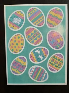 Vtg EASTER EGGS Pastel Kawaii Aesthetic Theme Sticker Sheet Ephemera Collection  - Picture 1 of 3