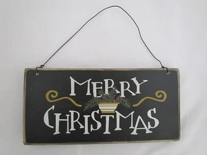 Yellowware Schale Holz FROHE WEIHNACHTEN Schild primitiver Stil klein NEU gelbe Ware - Bild 1 von 3