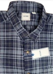 ROWM Men's Short Sleeve Plaid Shirt Cotton Navy - XL - Picture 1 of 2