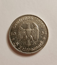 1934 GERMANY 5 REICHMARK SILVER COIN 1st ANNIVERSARY OF NAZI RULE