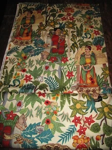 Tela Hecha a Mano Frida Kahlo 7 Yardas Algodón Artesanía Tela de Costura Nueva Beige - Imagen 1 de 9