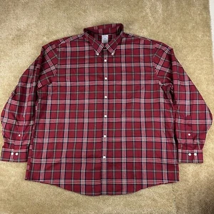 Brooks Brothers 1818 Mens Shirt XXL 2XL red plaid Button Regular t Fit Supima - Picture 1 of 17