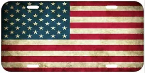 AMERICAN FLAG DISTRESSED VINTAGE VEHICLE LICENSE PLATE FRONT AUTO TAG USA TRUCK - Picture 1 of 1