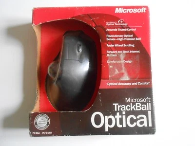 MICROSOFT TRACKBALL OPTICAL SOURIS VINTAGE + BOITE - Image 1 of 4