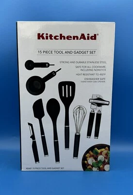 KitchenAid Negro 15 Piezas Juego de Herramientas y Gadget Cocina/Utensilios de Cocina (KE447) NUEVO Foto 1 de 4