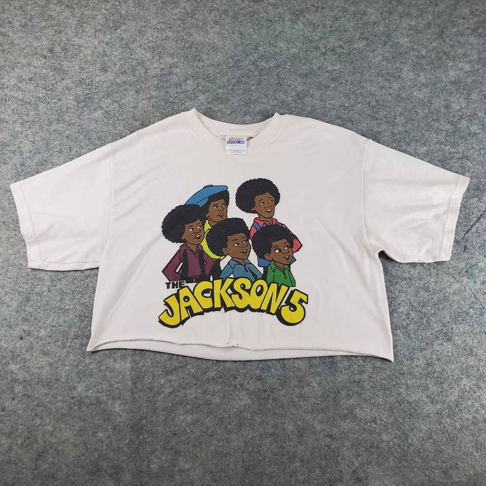 The Jackson 5 Shirt Womens Medium Pink Crew Neck Short Sleeve Graphic Cropped - Image 1 of 4