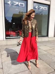 A283 ZARA GIACCA PAILLETTES RICAMATE BLAZER KIMONO CAPPOTTO TRINNY WOODALL - L - Foto 1 di 18