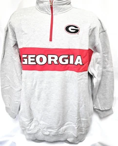 Mens Champion NCAA Georgia Bulldogs 1/4 Zip Grey Big & Tall Pullover Sweatshirt - Picture 1 of 5