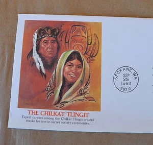 VTG US Postage Cachet FDC #1835 The Chilkat Tlingit Indian Masks 15c 1980 - Picture 1 of 7