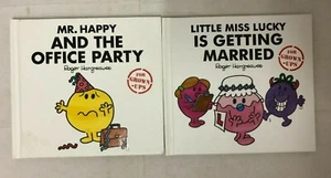 2x Adult Mr Men/Little Miss Books Miss Lucky is Getting Married Mr Happy Office  - Picture 1 of 3