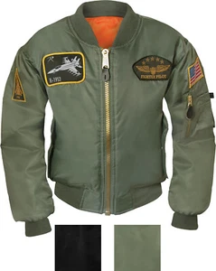 Kids Military Air Force Style Insignia Patches MA-1 Flight Jacket - Picture 1 of 10