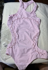 Traje de baño MIKOH Mahina corte lateral cuello alto de una pieza talla grande rosa nube nuevo - Imagen 1 de 9