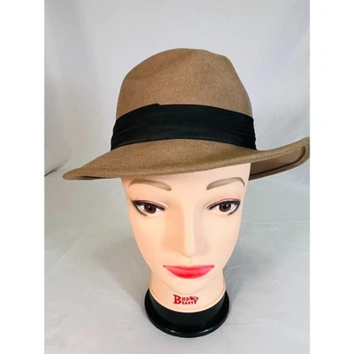 De colección Lancaster Unisex Lana Fieltro Ala Ancha Sombrero Fedora Taupe  Foto 1 de 4
