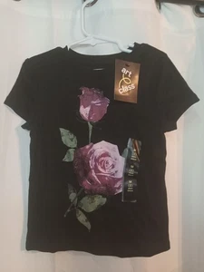 Girls' Short Sleeve Graphic Rose Baby T-Shirt - Art Class Black M - Picture 1 of 6