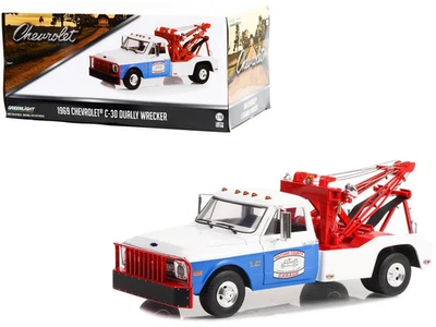 1969 雪佛兰 C-30 Dually Wrecker 拖车白色和蓝色 "Hazzard County Gara" — 第 1/2 张图片