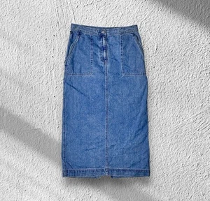 Ralph Lauren Jeans Co. Cotton Denim Maxi Skirt W Pockets Sz M Y2K Western Modest - Picture 1 of 8