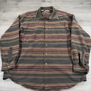 L.L. Bean Shirt Mens Aztec Striped Button Up Corduroy Collar Long Sleeve Large - Picture 1 of 8