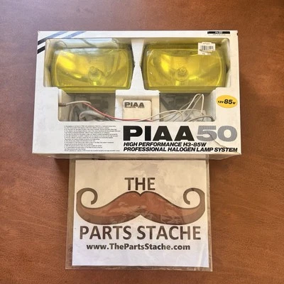 PIAA 50 Yellow Lens H3 Fog Lamp Light Kit w/ Covers Harness Relay Switch JDM - Image 1 of 4