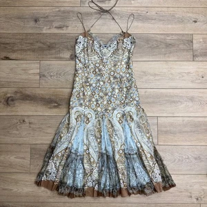 Elie Tahari braun Blumen Paisley Blumen Kleid ärmellos Waldfee Fairycore - Bild 1 von 16