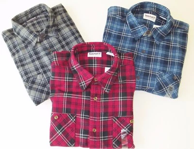 Timberland Men's Heavyweight Flannel Shirt Gray / Blue / Red  Style A1Q4R - Image 1 of 4