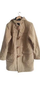 Vintage Polo Ralph Lauren Wool Hooded Duffle Coat Beige Size L Made In Portugal - Picture 1 of 24