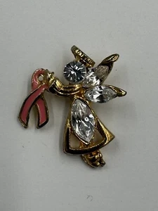 Prendedor de solapa de cinta de concientización con estrás de color dorado para ángel - Imagen 1 de 3