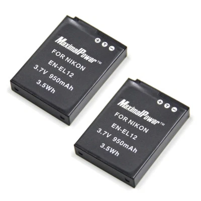 MAXIMALPOWER Refuelergy 2x BATTERIES for NIKON EN-EL12 Camera Coolpix S8200 S6200 S6000 S70