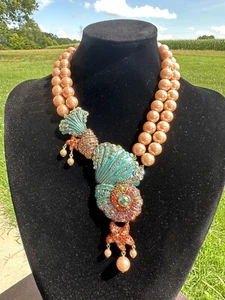 Collana Goccia Conchiglia Cristallo "Giù dal Mare" HEIDI DAUS Nuova Autentica - Foto 1 di 12