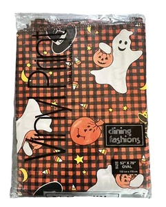 "Neu in Verpackung Halloween orange schwarz gruselig Küche Party Vinyl Tischdecke ~ oval 52"" x 70" - Bild 1 von 4