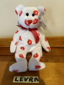 SMOOCH Bear Ty Beanie Bebé Bebés Día de San Valentín FOTO REAL lápiz labial besos - Imagen 1 de 1
