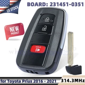 HYQ14FBC New Smart Prox Remote Key for 2016 - 2021 Toyota Prius Fob 231451-0351 - Picture 1 of 4