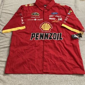 NWT Joey Logano Pit Crew Shirt Button Up Nascar Racing Pennzoil JH Design Sz XL