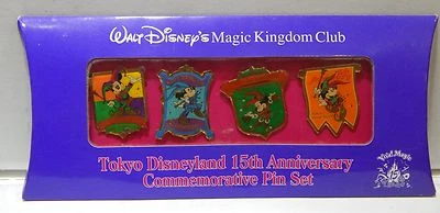 HTF! TOKYO DISNEYLAND 15TH ANNIVERSARY COMMEMORATIVE PIN SET MAGIC KINGDOM CLUB  - Image 1 of 4