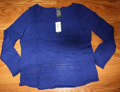 NWT Womens CHELSEA & THEODORE Blue Cabochon L/S Knitted Sweater Size S Small - Image 1 of 2