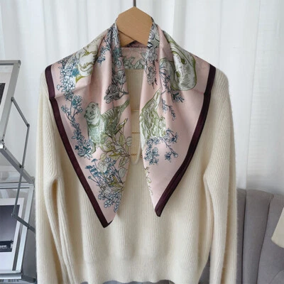 100% Boutique Silk Wrap Square Animal Patterns Printing Satin Shawl 65*65cm - Изображение 1 из 4