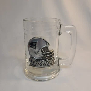 New England Patriots NFL Football Raised Pewter Helmet Glass Beer Mug - Picture 1 of 4