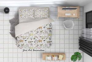 3D Animal Cartoon Pattern Kids Quilt Cover Set Duvet Cover Bedding Pillowcases - Picture 1 of 6