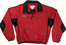 Columbia Microtex Packable Pullover Lightweight Windbreaker, Men XL, Red Black
