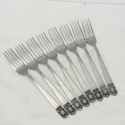 Обеденные вилки Hanford Forge Japan Mystique 7-3/4 дюйма нержавеющая сталь лот из 8 - Изображение 1 из 4