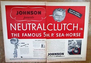 Motore fuoribordo Johnson Sea Horse 5 modello TN 1950 pubblicità colore originale - Foto 1 di 1