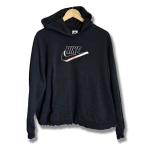 Nike Sweatshirt Womens XL Cropped Hoodie Black Drawstring Vintage VTG