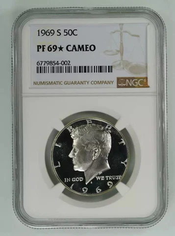 1969 S PROOF KENNEDY HALF DOLLAR 50C NGC CERTIFIED PF 69* STAR CAMEO (002) Cover